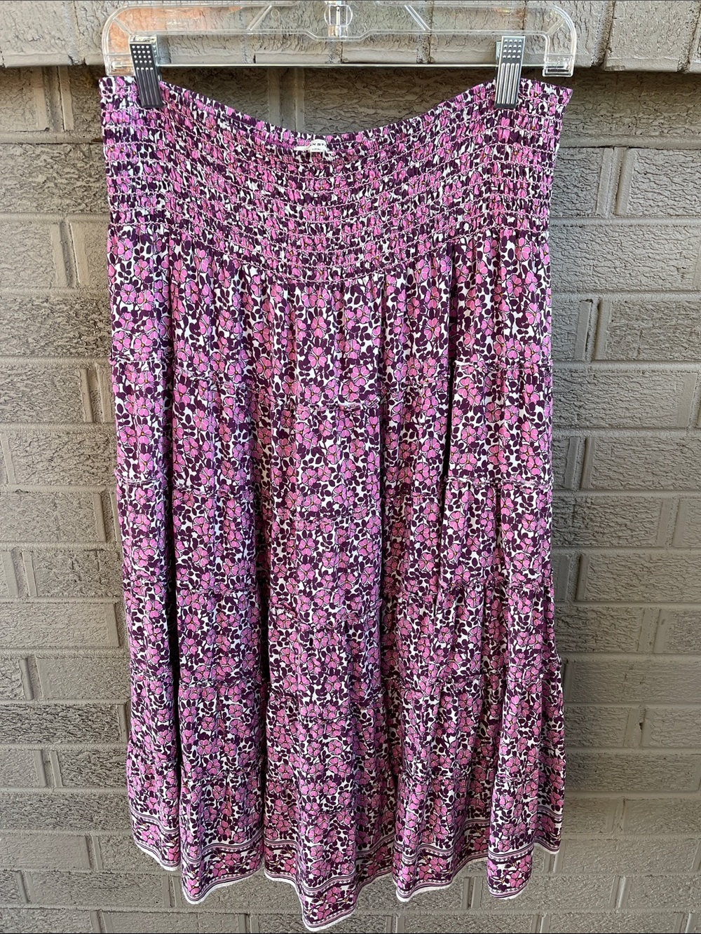 Max Studio Pink and Purple Flowered Midi Skirt - size XL